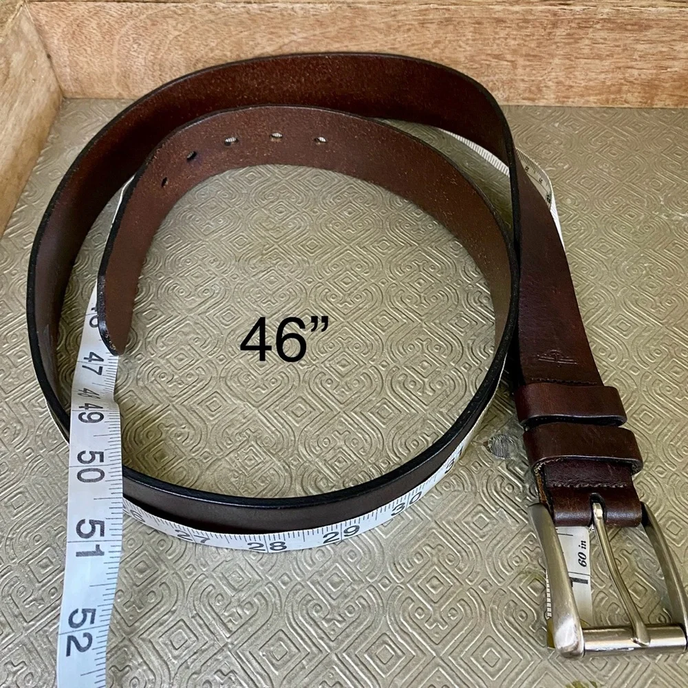 Docker’s Dark Brown Leather Belt Silver Tone Buckle Size L